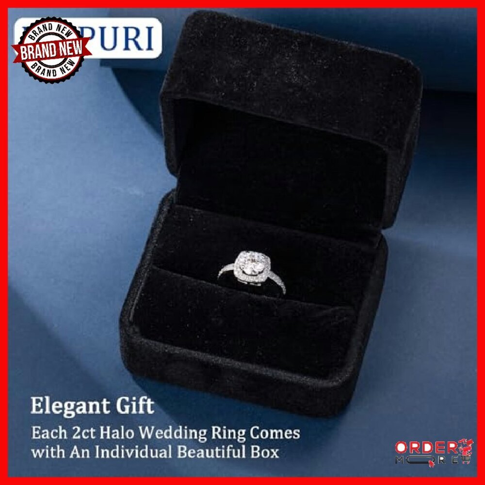 2CT Moissanite Halo Promise Ring Sterling Silver Size 7 - Picture 7 of 8